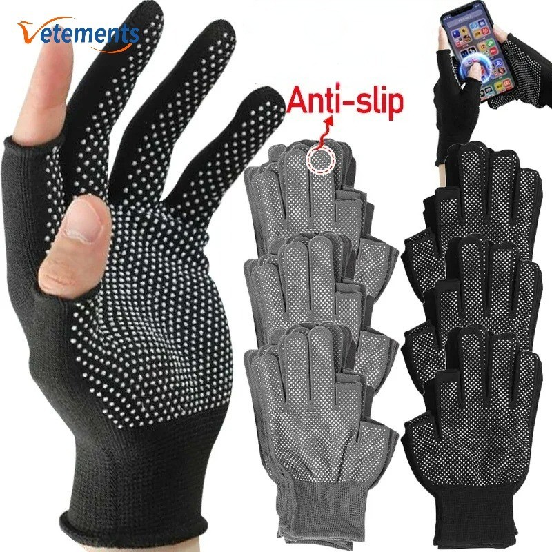 Fingerless Anti-slip สวมใส ่ ถุงมือไนลอนถุงมือทํางานสําหรับเลื ่ อนหน ้ าจอกลางแจ ้ งขี ่ จักรยานขับรถกีฬาถุงมือผู ้ ชายผู ้ หญิง