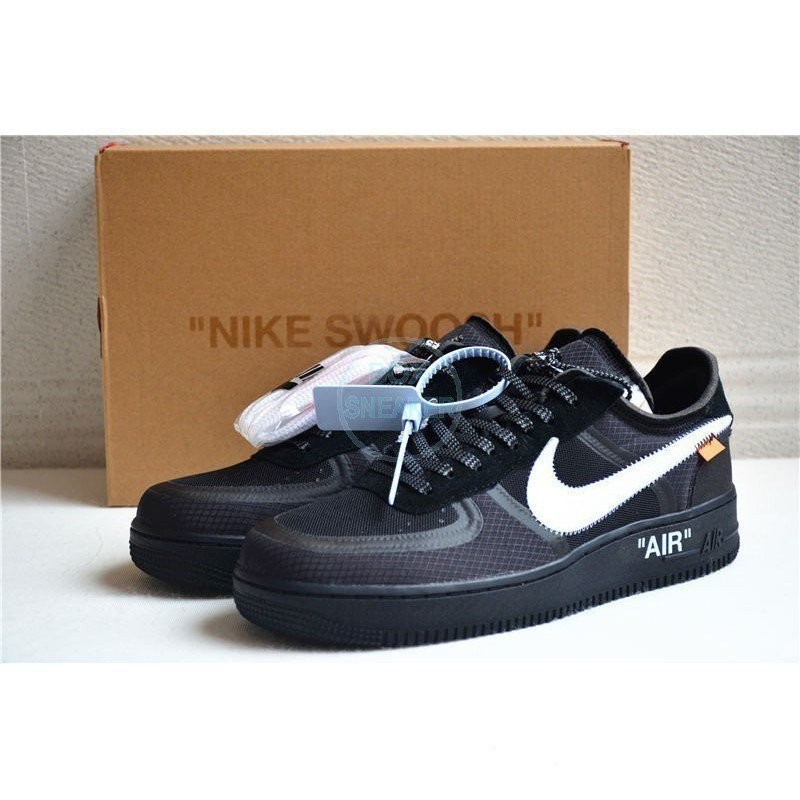Top Off-white x Air Force 1 Low in " รองเท ้ าผ ้ าใบสีดํา