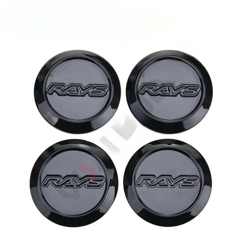 Rio 4 ชิ ้ น 56 มม.RAYS Center Caps ฝาครอบล ้ อ Rim Hub Cap Car Racing Wheels Cap สีดํา
