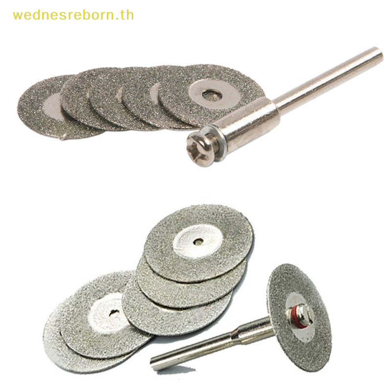 # Wednesreborn.th # HOT 5 PCS 22mm Emery Diamond cutg ใบมีดเจาะ Bit + 1 Mandrel สําหรับชุด Dremel