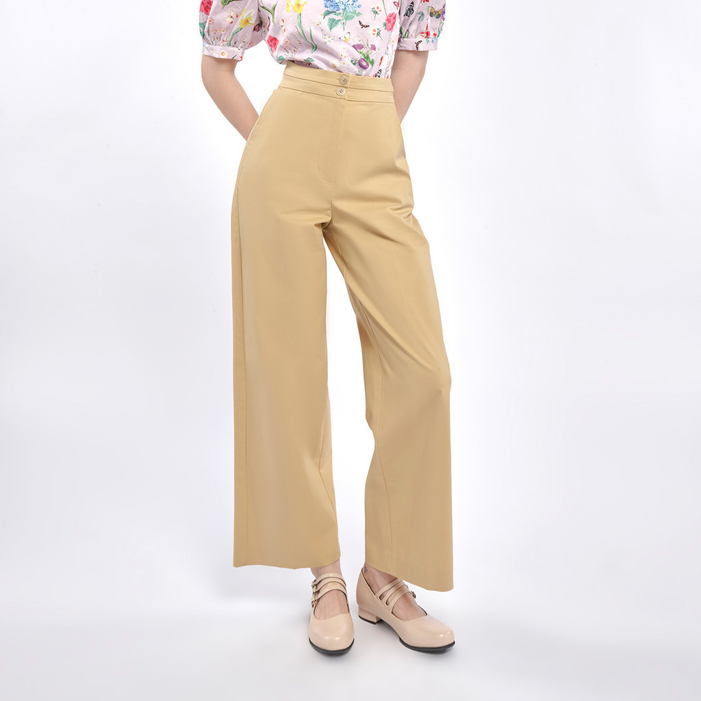 EP กางเกงทรงขากว้าง ผู้หญิง สีเบจ | Wide Leg Trousers | 04840