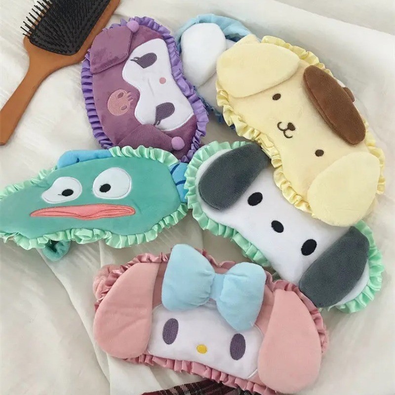 ตุ๊กตาอะนิเมะ Sleeping Eye Mask เด็กน่ารัก Sleep Mask การ์ตูน Kuromi My Melody Cinnamoroll Eye Cover Travel Eye Band Shade Rest Eyepatch
