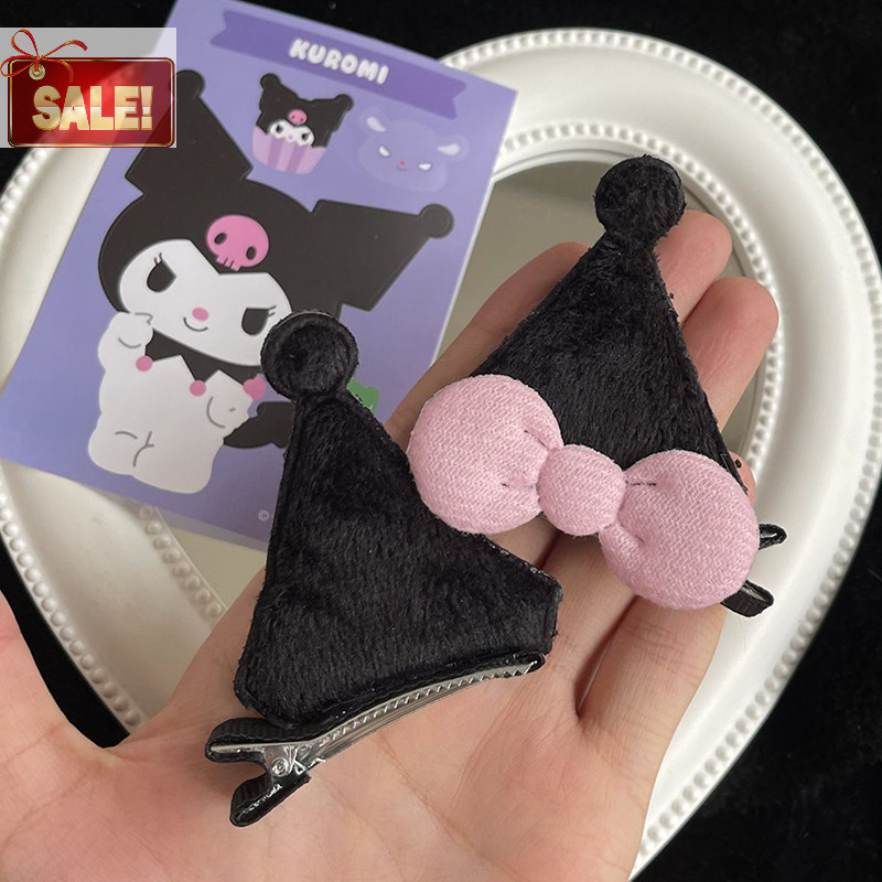 Bl 2 ชิ้น Kawaii การ์ตูน Kuromi หูคลิปผมน่ารักโบว์ด้านข้าง Hairpin อุปกรณ์เสริมผม Headwear สําหรับหญิงของขวัญฮาโลวีน A