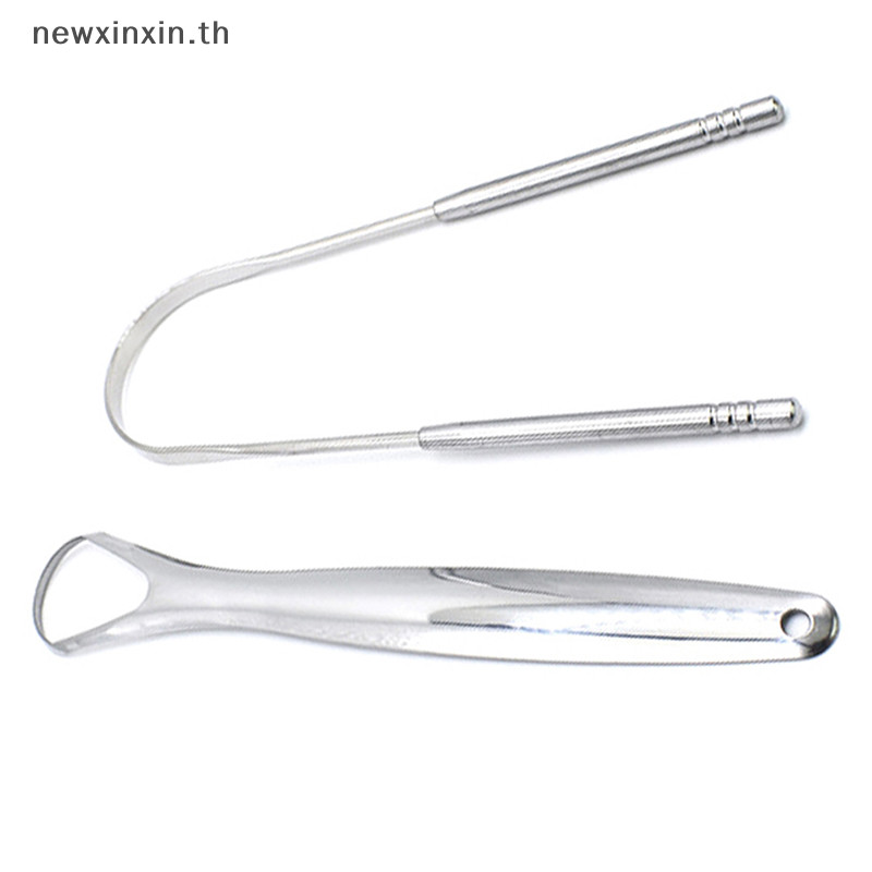 ^N ^ 2pcs ที ่ ขูดลิ ้ นสแตนเลสทําความสะอาดลิ ้ นการดูแลช ่ องปากสุขอนามัยมีดโกน {T}