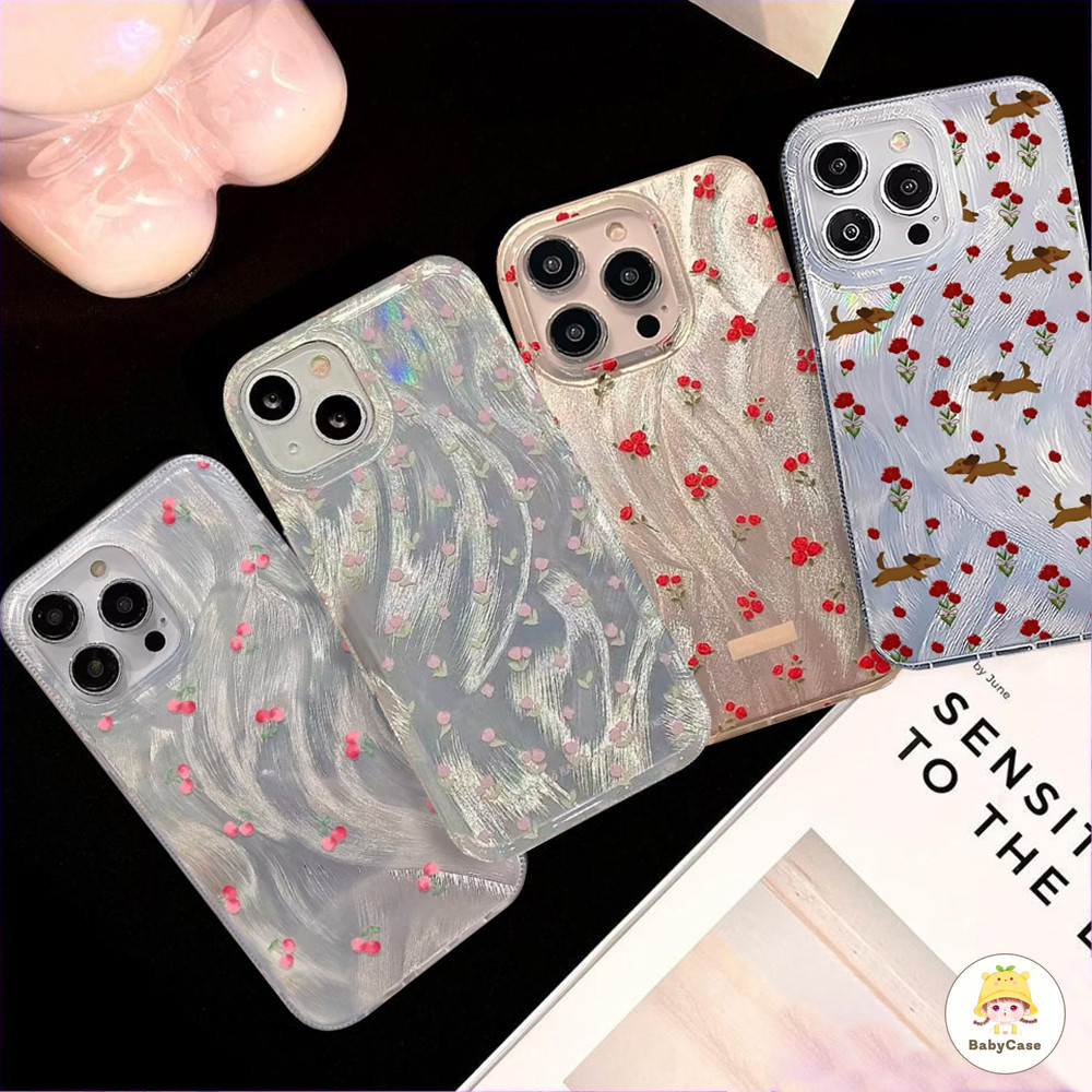 ดอกไม้สด Silver Feather หรูหราโฮโลแกรมเลเซอร์เคสใสสำหรับ iPhone 7 8 Plus 15 11 13 14 12 Pro Max 14 XR X XS Max SE