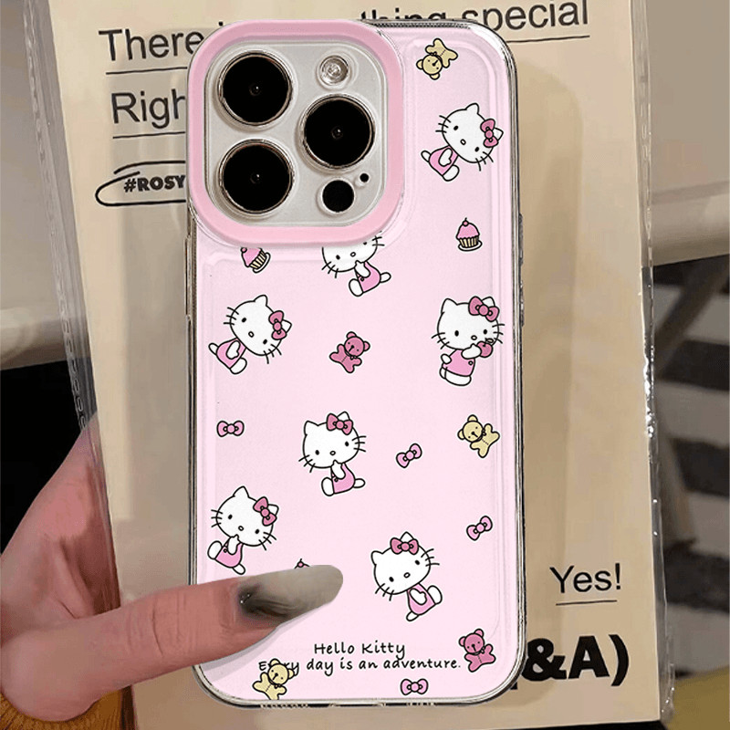 เค ้ กโบว ์ Hello Kitty รูปแบบซิลิโคนใสเคสโทรศัพท ์ นุ ่ มเหมาะสําหรับ iPhone x/xs/xr/xsmax/7/8plus/11Promax/12/13/14Promax/15 เคสป ้ องกันแบบรวมทุกอย ่ างกันกระแทก 80LM