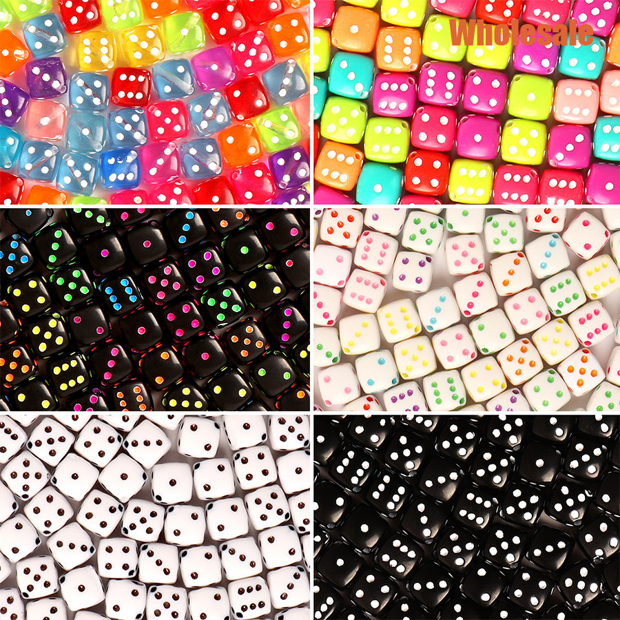 8 มม.20 ชิ้นอะคริลิค Spacer ลูกเต๋า Dot ลูกปัดสแควร์รูปร่างสร้อยข้อมือสร้อยคออุปกรณ์เสริม DIY Colourful Charms สําหรับเครื่องประดับทํา