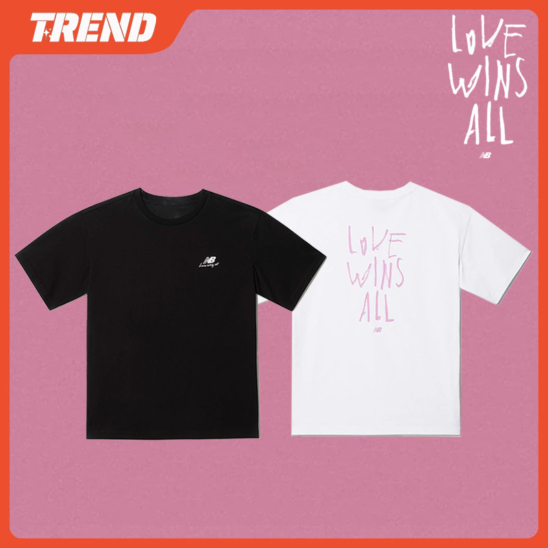 Iu X NB Korea Love Wins เสื้อยืดผ้าฝ้ายทั้งหมดผู้ชายและผู้หญิงวินเทจแฟชั่นหลวมพิมพ์แขนสั้นด้านบนขนาดบวกเสื้อลําลองฤดูร้อน Tee