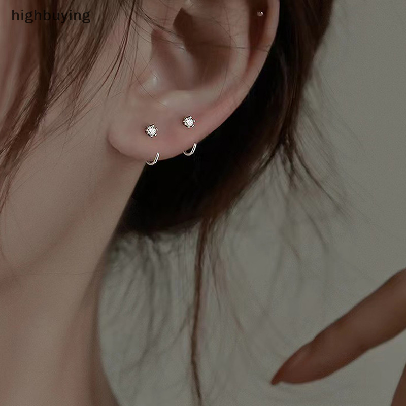[ซื้อสูง] 2 ชิ้นโลหะผสม Tragus ดอกไม้ Hoop Studs ต่างหูสําหรับผู้หญิงรอบต่างหูคริสตัลขนาดเล็ก Septum เครื่องประดับแฟชั่นประณีตสต็อกใหม่