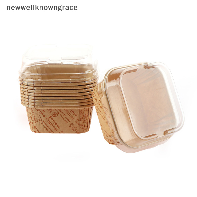 Newwellknowngrace 10 ชิ ้ นมัฟฟินเค ้ กกระดาษถ ้ วยสแควร ์ Cupcake Liner เบเกอรี ่ มัฟฟินกล ่ องถ ้ วย TH