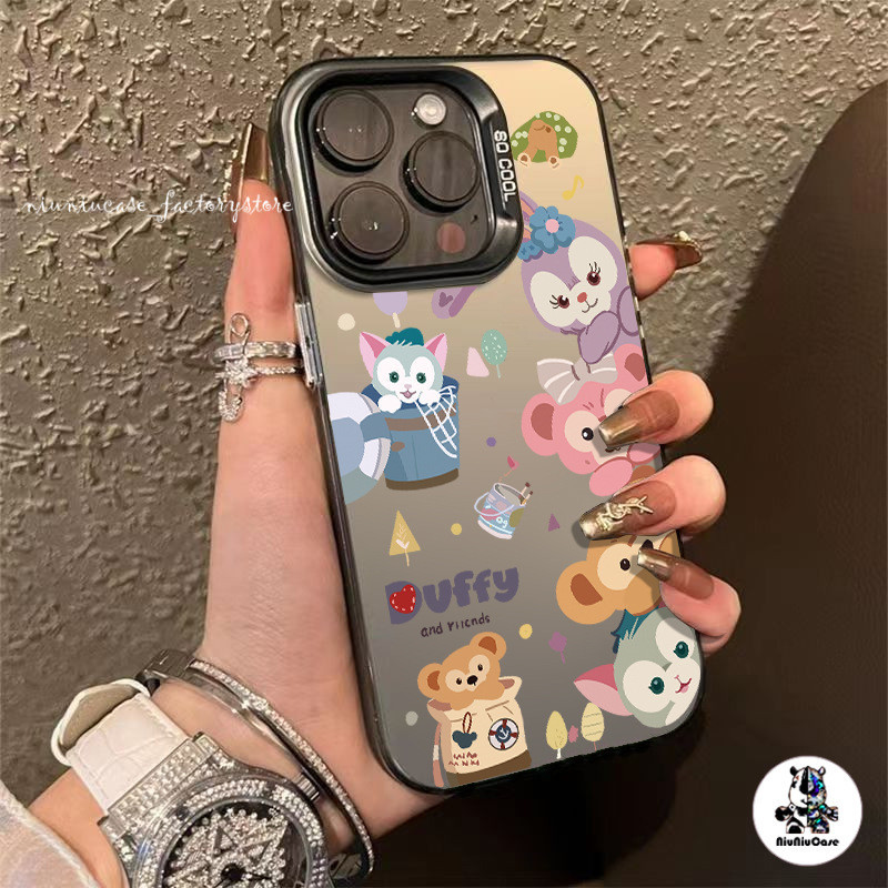 เทโร รูปแบบ เคสโทรศัพท์มือถือ For iPhone 11 12 13 14 15 Pro Max XR X XS 7 Plus เคส เคซิลิโคนุ่มสสีเงินเคส เลเซอร์สีเงิน