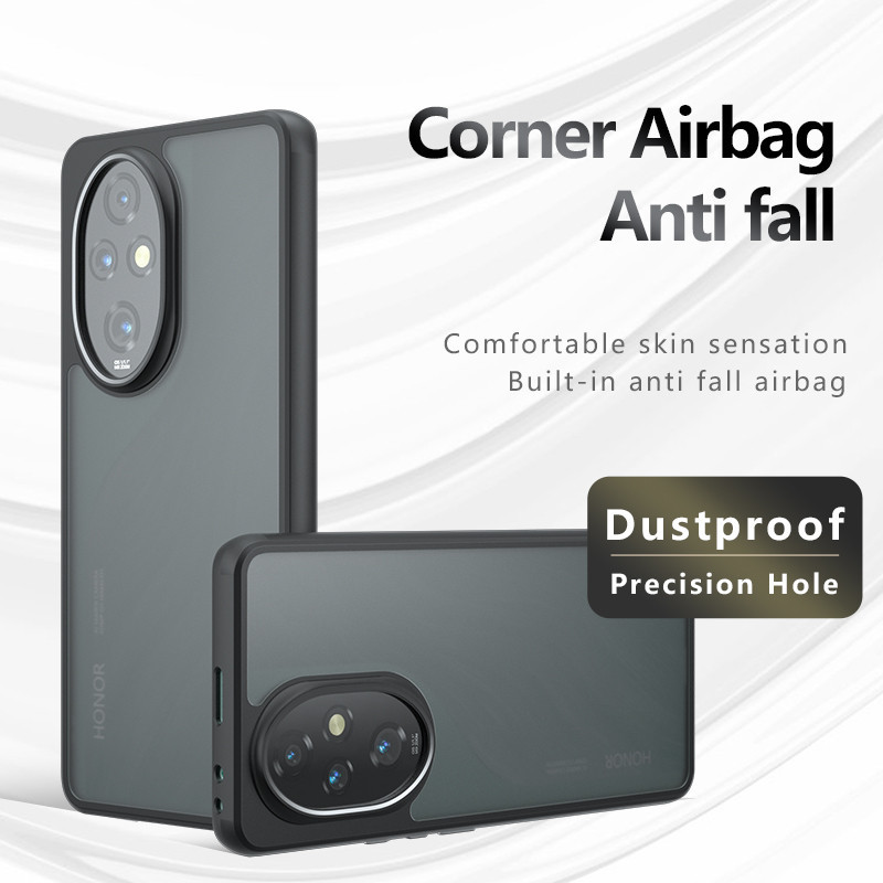 สําหรับ Honor 200,200 Pro กรณี ELVEV กันกระแทก Frosted Skin Feel Matte PC + TPU Anti-ลายนิ ้ วมือโปร ่ งใสฝาครอบ