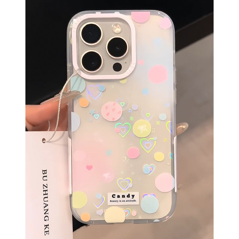 น่ารักเลเซอร์สีฟองเคสโทรศัพท์สําหรับiphone15 14 13 12 Pro Maxปลอกกันกระแทกป้องกันกล้องAnti-drop frosted Hardปกหลัง