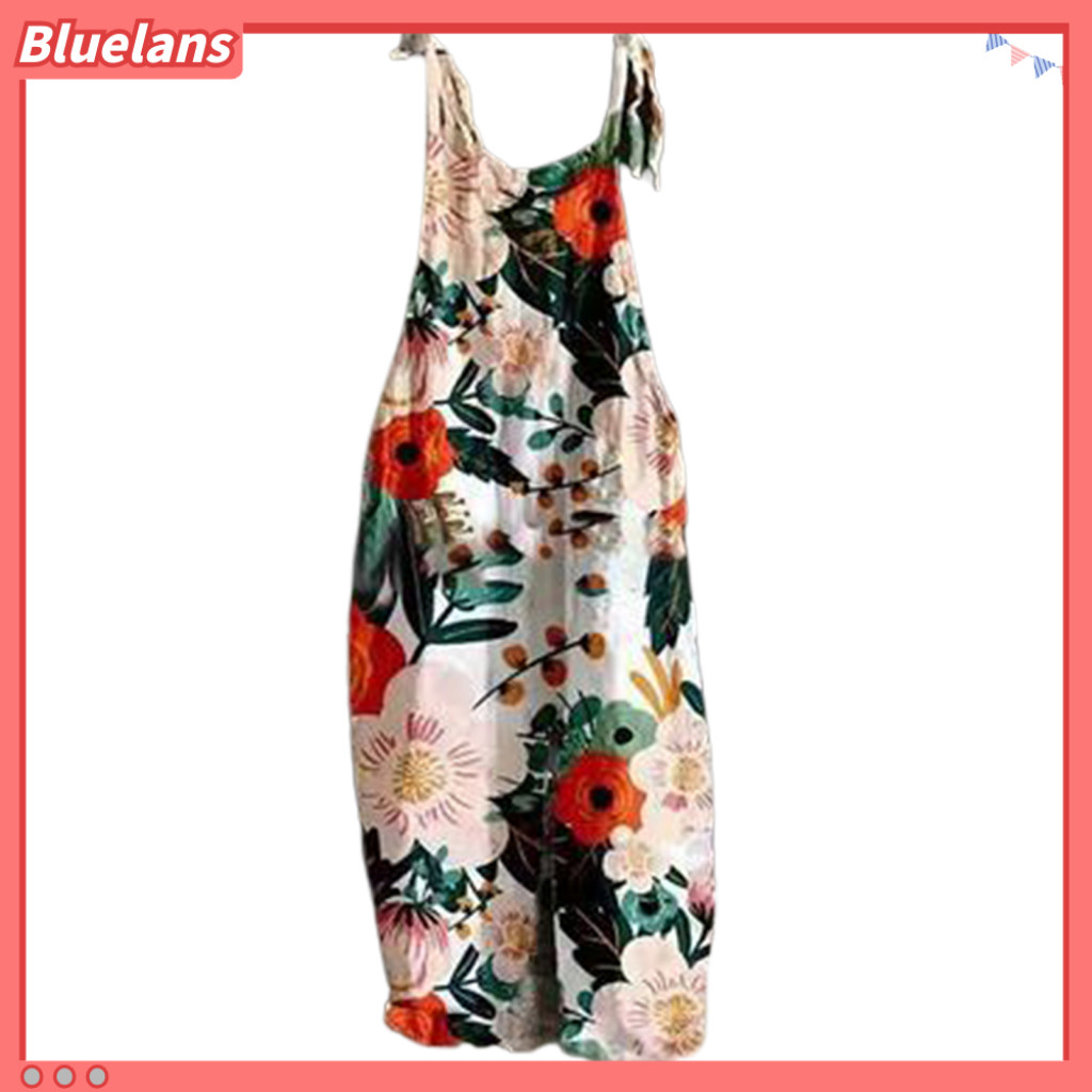 Bluelans ผู้หญิง Jumpsuit Butterflies พิมพ์สลิง Vintage ฤดูร้อน Vintage หลวมดอกไม้พิมพ์ Jumpsuit สําหรับ Party