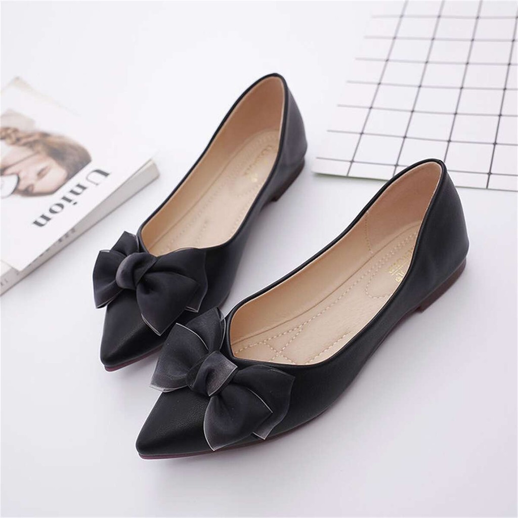 ส่งเร็ว⚡️ A110 หัวแหลม รองเท้ามินิมอลผู้หญิง รองเท้านุ่มนิ่มส้นแบน รองเท้าโบว์ น่ารัก ใส่นิ่มดีคะ