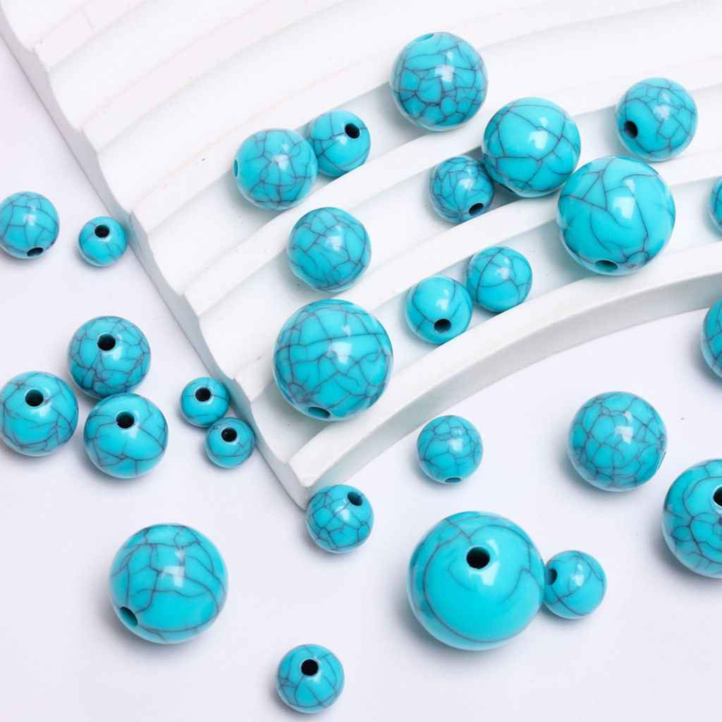 6-16 มม.50-5 ชิ้นเลียนแบบหิน Turquoises รอบประดิษฐ์หลวมลูกปัด DIY สําหรับสร้อยข้อมือสร้อยคอเครื่องประดับทําอุปกรณ์เสริม