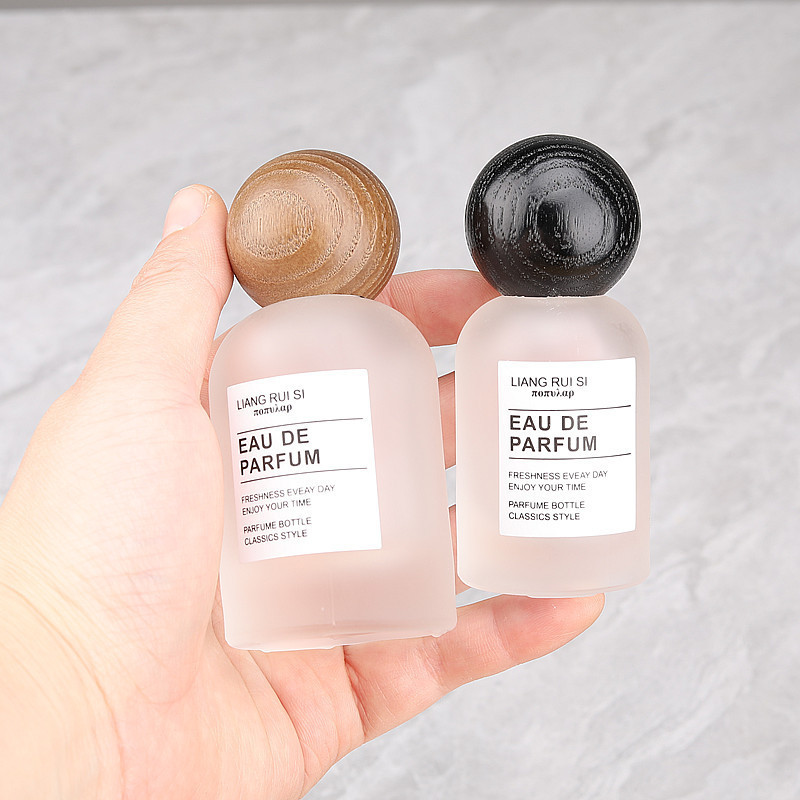 30/50ml สีขาว Frosted Glass ขวดสเปรย ์ น ้ ําหอม Empty Travel ขวดรีฟิลพร ้ อมหมวกไม ้