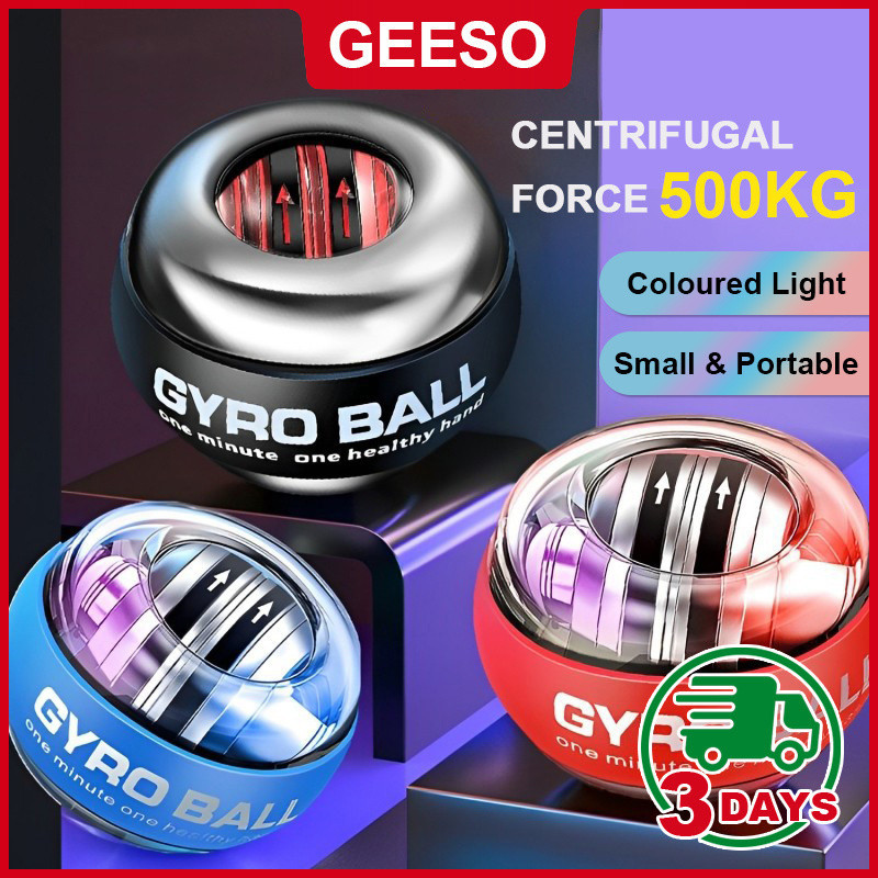 GEESO Gyro Ball Gyroscope LED ข้อมือ Ball Power Gym การฝึกอบรมการออกกําลังกายเครื่องมือเทนนิสแขนกล้า