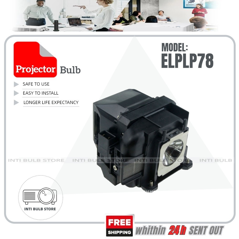 สําหรับ EPSON ELPLP78 โคมไฟโปรเจคเตอร์พร้อมที่อยู่อาศัยเข้ากันได้กับ EPSON EB-X03 EB-X18 EB-X20 EB-X