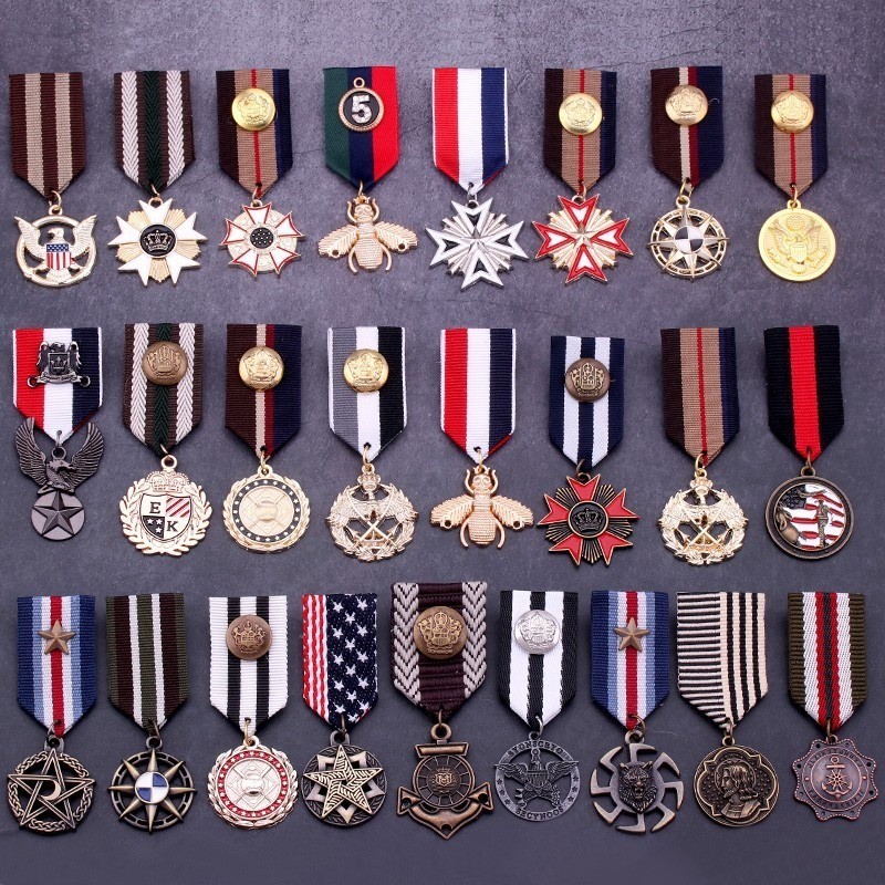 ผู ้ ชาย Harajuku เหรียญโลหะริบบิ ้ นเข ็ มกลัด Navy สไตล ์ Badge ชุด Pin