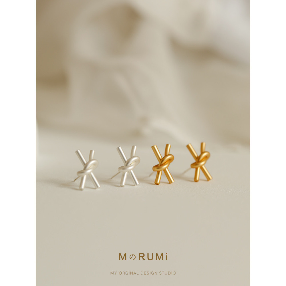 พร้อมส่ง IRIS VINTAGE x MのRumi l Soft ribbon earrings VT202404 เครื่องประดับ ทอง18K ต่างหูเงิน ต่างหูสตั๊ด