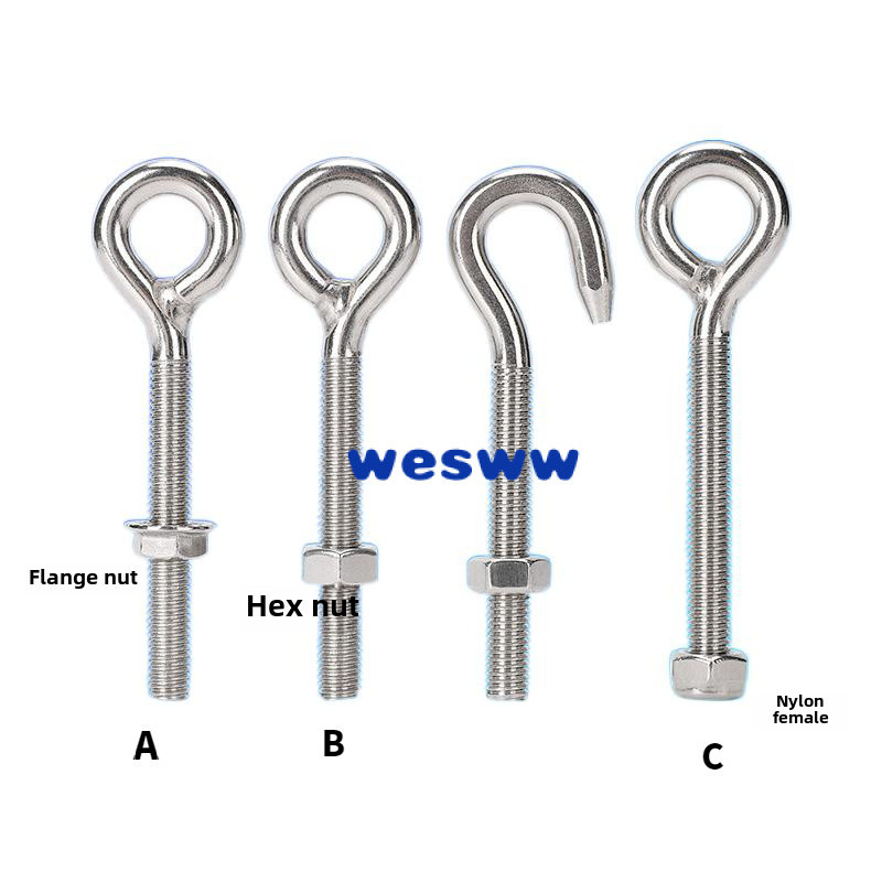 Eye Bolt พร้อม Nut 304 สแตนเลสสตีลไหล่ Eye Bolt พร้อม Nut Machinery Lift แกะ Eye Bolt Hook