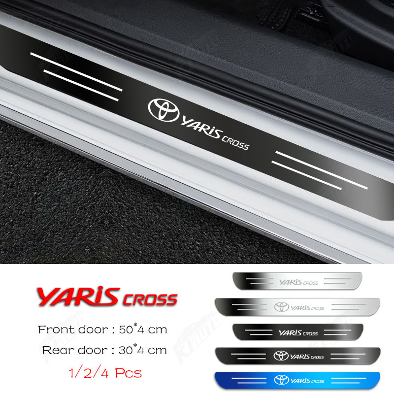 Toyota Yaris Cross High-End Custom Metal Sill Protector Scratch-Resistant Dirt-Proof สแตนเลสรถประตูสติกเกอร ์ อุปกรณ ์ ตกแต ่ งรถสําหรับ Yaris Cross AC200