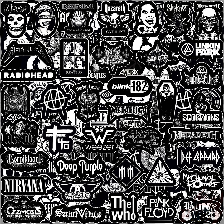 100ชิ้น/เซ็ต ★★★ Classical Black & White Mixed Rock Band Series 01 สติ๊กเกอร์คู่มือไดอารี่ขนาดเล็ก ★★★ Diy แฟชั่นสมุดภาพอัลบั้มตกแต่งสติ๊กเกอร์สติ๊กเกอร์ (ขนาด:2~3ซม.)