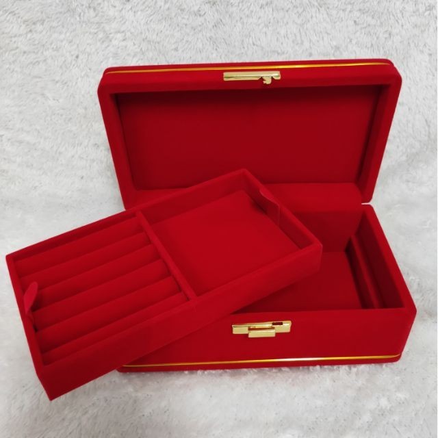 กล่องเก็บเครื่องประดับ2ชั้น ขนาด 12x18x7.5 cm
