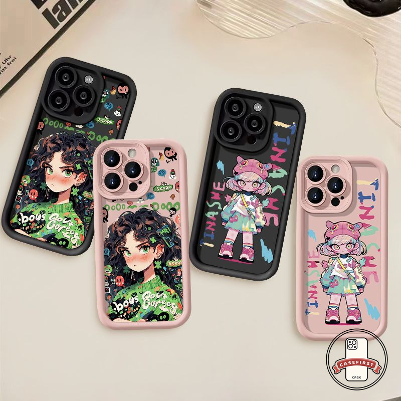 การ์ตูนสาวกราฟิติเคสภาษาอังกฤษอ่อนสำหรับ Redmi 13C 10A 10C 9C 12C 12 9A 10 9T A1 Note 10 13 11 10s 12 11s 8 Pro POCO X5