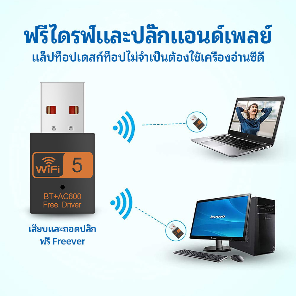 (พร้อมส่ง) 2 in 1 ตัวรับสัญญาณ บลูทูธ + ไวไฟ USB Bluetooth และ Wifi รับได้ทั้งความถี่ Dual Band AC 2.4 GHz และ 5 GHz