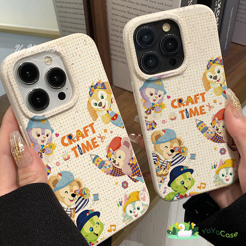【ดิสนีย์】สำหรับ iPhone11 13 15 12 14 Pro Max X XR XS MAX 6 7 8 14 15 Plus 12 13 MINI CRAFT TIME สไตล์ TPU ข้าวสาลี เคส