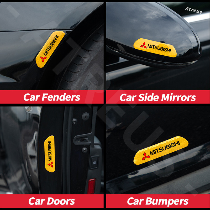 4พีซี Mitsubishi สติกเกอร์เรืองแสง คําเตือนความปลอดภัยในรถยนต์ แบบสากล เทปเปิด สะท้อนแสงสูง for Mitsubishi Xpander Cross Triton Grandis Attrage Mirage Outlander Xforce Pajero Sport ASX - รูปที่ 3