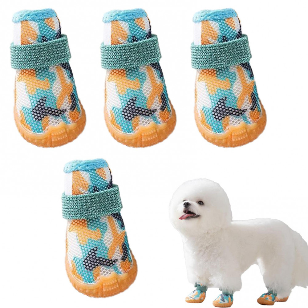 รองเท้าสุนัข 4 ชิ้น/เซ็ตสัตว์เลี้ยงสุนัขรองเท้า Paw Protectors สําหรับฤดูร้อน Hot Pavement สบายและระบายอากาศสุนัข Booties Anti-slip Shock Absorption รองเท้าสําหรับสุนัขขนาดกลางขนาดเล็ก