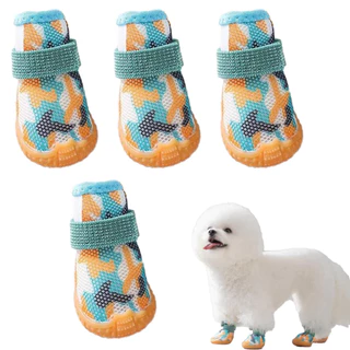 รองเท้าสุนัข 4 ชิ้น/เซ็ตสัตว์เลี้ยงสุนัขรองเท้า Paw Protectors สําหรับฤดูร้อน Hot Pavement สบายและระบายอากาศสุนัข Booties Anti-slip Shock Absorption รองเท้าสําหรับสุนัขขนาดกลางขนาดเล็ก