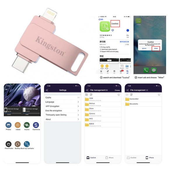ความเร็วสูง 1TB Usb C แฟลชไดรฟ์  512GB TypeC Flash Drive สําหรับ iPhone อุปกรณ์จัดเก็บข้อมูลภายนอก - รูปที่ 6
