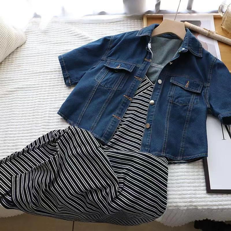 Veewink เสื้อแจ็กเก็ตยีนสั้น / เสื้อแจ๊คเก็ตยีนส์แฟชั่น OVERSIZE สไตล์เกาหลี แฟชั่นฤดูร้อน S-3XL 40-75KG - รูปที่ 5