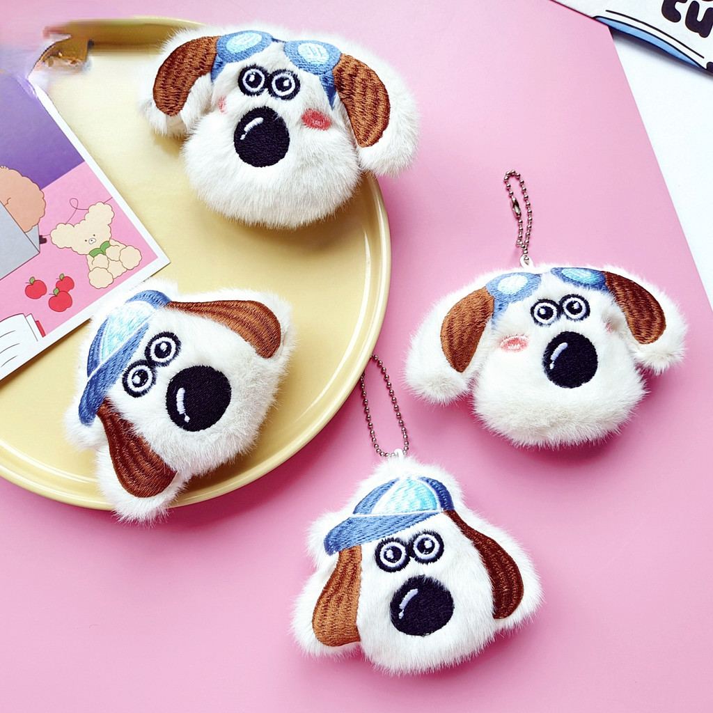 การ์ตูนตุ๊กตา Squeaky หัวสุนัขตุ๊กตาจี้ Original หมวกสุนัข Eye Ytterbium ตุ๊กตาสุนัขเข็มกลัด DIY ตกแ