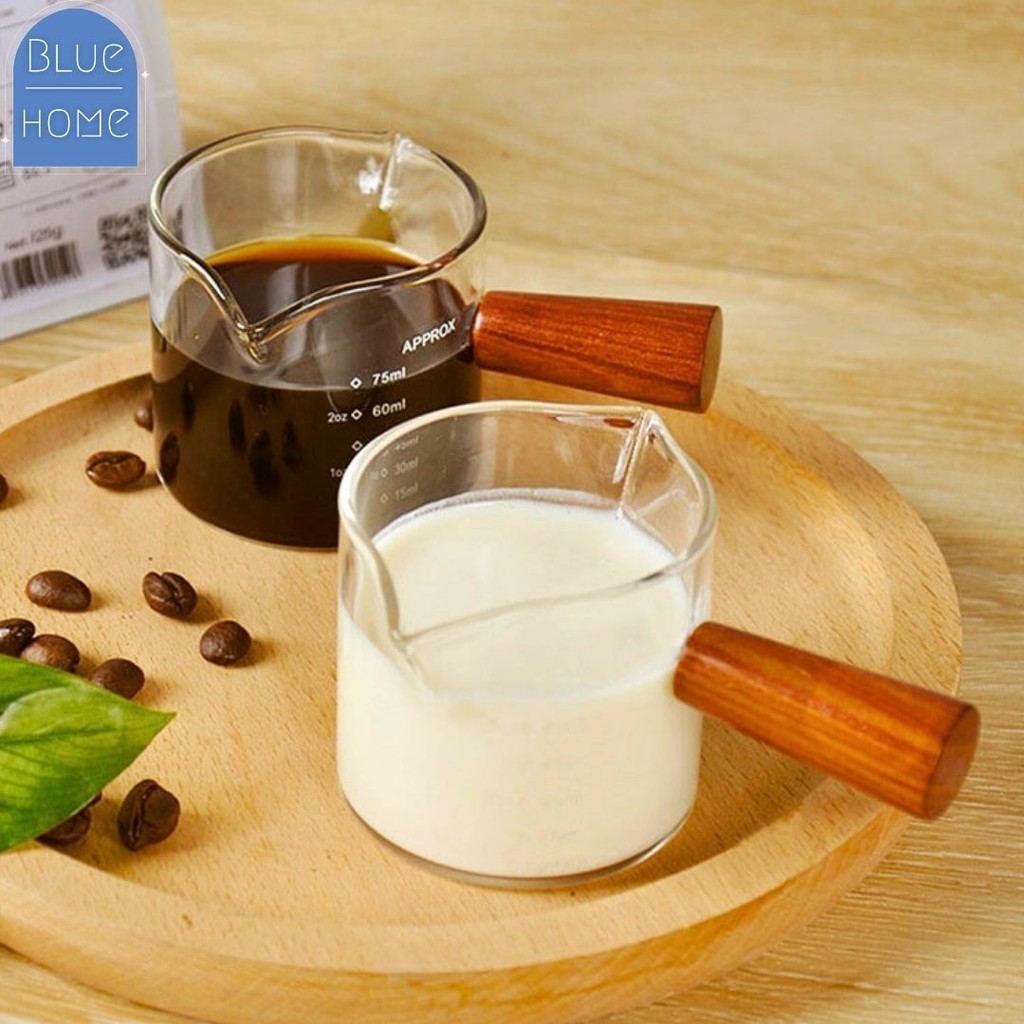 ถ้วยตวงนม/กาแฟ ด้ามไม้  75ml. #S-0018