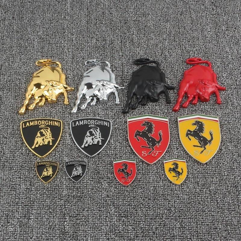 Applicable to Ferrari Side Seam Label Lamborghini Car Logo Cool Modification 3D Metal Lamborghini Cattle Auto Labeling GGxv