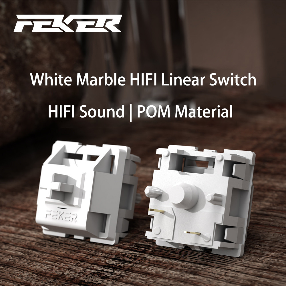 Feker หินอ่อนสีขาว HiFI Linear Switch โรงงาน Lubed สําหรับคีย์บอร์ดแบบกลไกเปลี่ยนได้ Gateron Cherry 