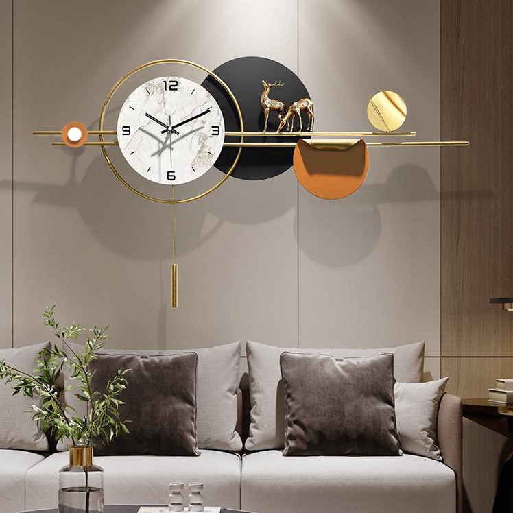 🌸Clock🌸ห้องนั่งเล่นตกแต่งโมเดิร์นเรียบง่ายผนังนาฬิกาแสงหรูหราห้องรับประทานอาหารผนังแขวนนาฬิกาบ้าน