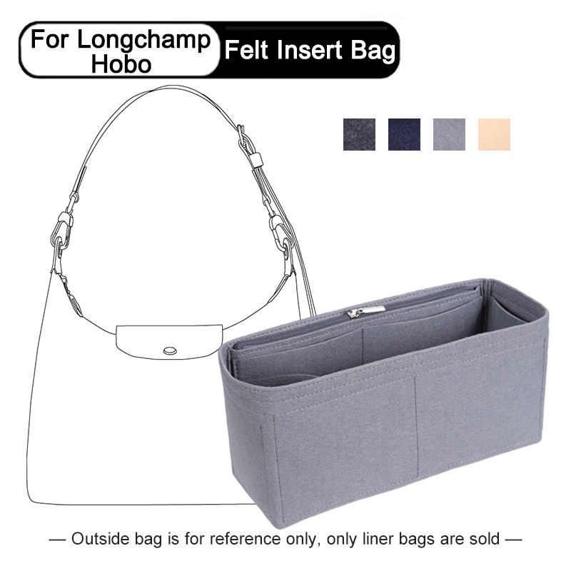 Evertoner Felt กระเป๋าด้านในสําหรับ Longchamp Hobo พร้อมช่องแบ่งเครื่องสําอางแบบพกพา สําหรับกระเป๋าถือผู้หญิง