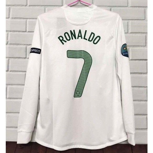 2012 Portugal Retro White SOccer Jersey SHort / Long Sleeves Men CR7 เสื้อฟุตบอล
