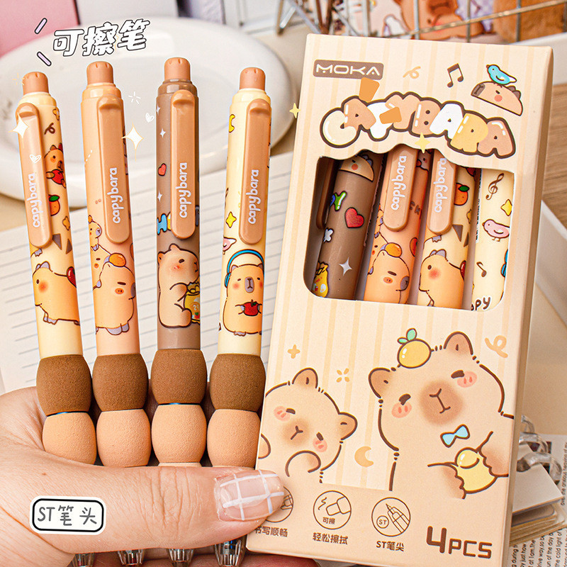 4 ชิ้น Kapibara นุ่ม Oubao กดด้านข้าง Erasable