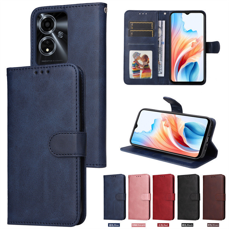เคส กระเป๋า ใส่บัตร ตั้งได้ สำหรับ OPPO A3X A3Pro Reno 12 Pro Reno12 Reno12Pro Reno 11F 12F 10 A77S A57 A60 A18 A38 A17K