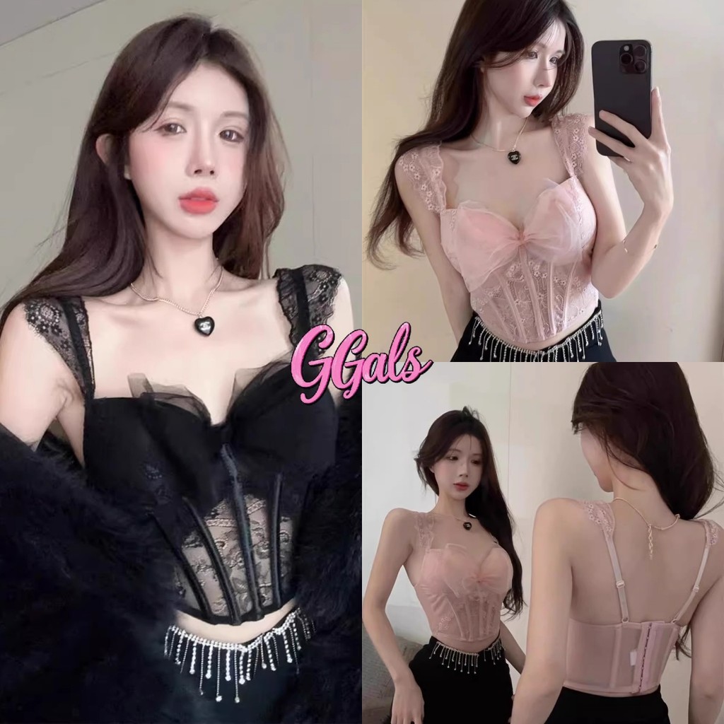 🌺GGals🌺​เสื้อครอป สีพื้น มีฟองน้ำ ดีเทลเพิ่มดันทรง เสื้อแขนกุด สไตล์เกาหลี ทรงสวย เเฟชั่น สุดเซ็กซี่
