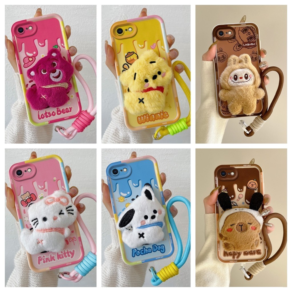 เคส iPhone 6 Plus เคส iPhone 6s Plus เคส เข้ากันได้กับ Hand pasted ตุ๊กตาน่ารัก เคสโทรศัพท์แบบนุ่ม B