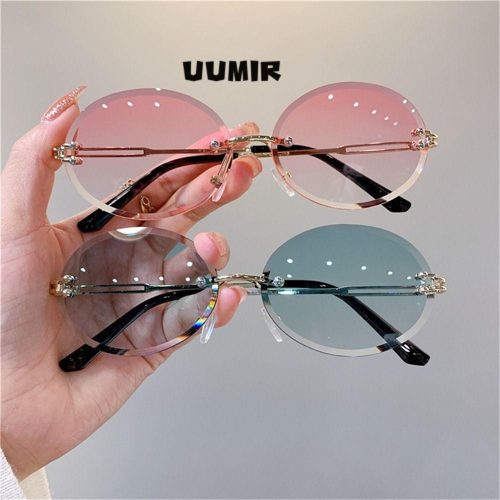Uumir แว่นกันแดดทรงรี, เลนส์ไล่ระดับไร้ขอบ Punk Sun แว่นตา, โลหะอินเทรนด์ UV400 Protection Frameless Shades สําหรับผู้หญิงและผู้ชาย