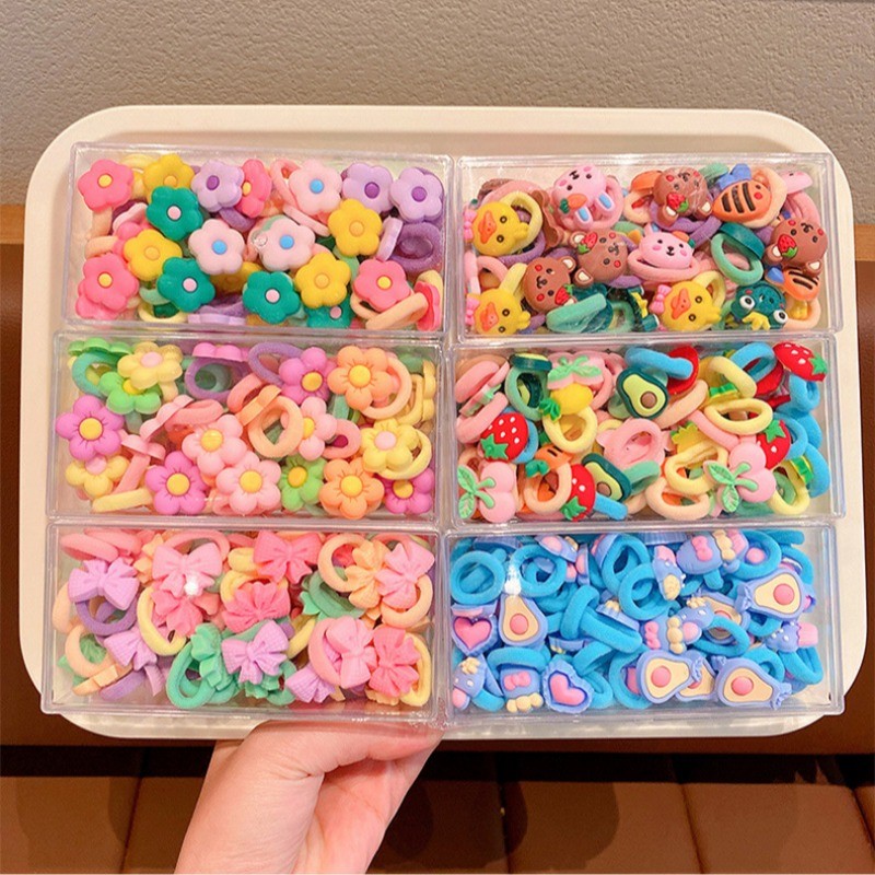 10ชิ้นชุดผูกผมแฟชั่นเกาหลีน่ารักการ์ตูนยืดหยุ่นสูงยางรัดผูกผมอุปกรณ์ผม